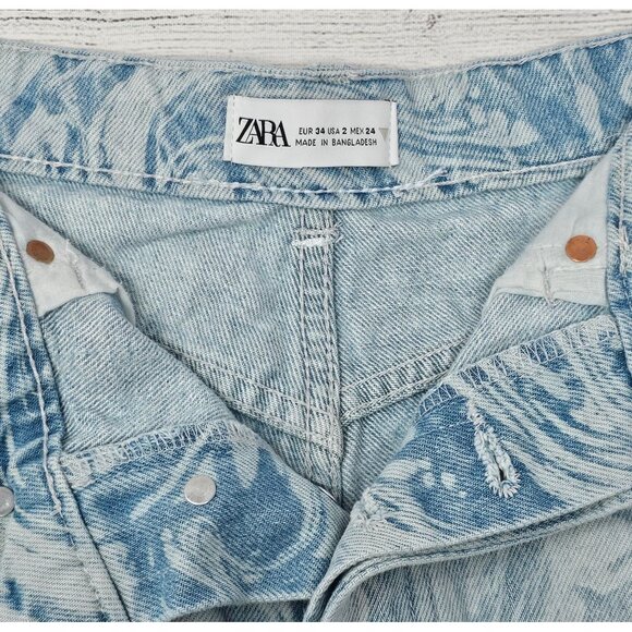 Zara Mid-Rise Button Fly Cutoff Denim Jean Shorts Women's Size 2 - Picture 2 of 4
